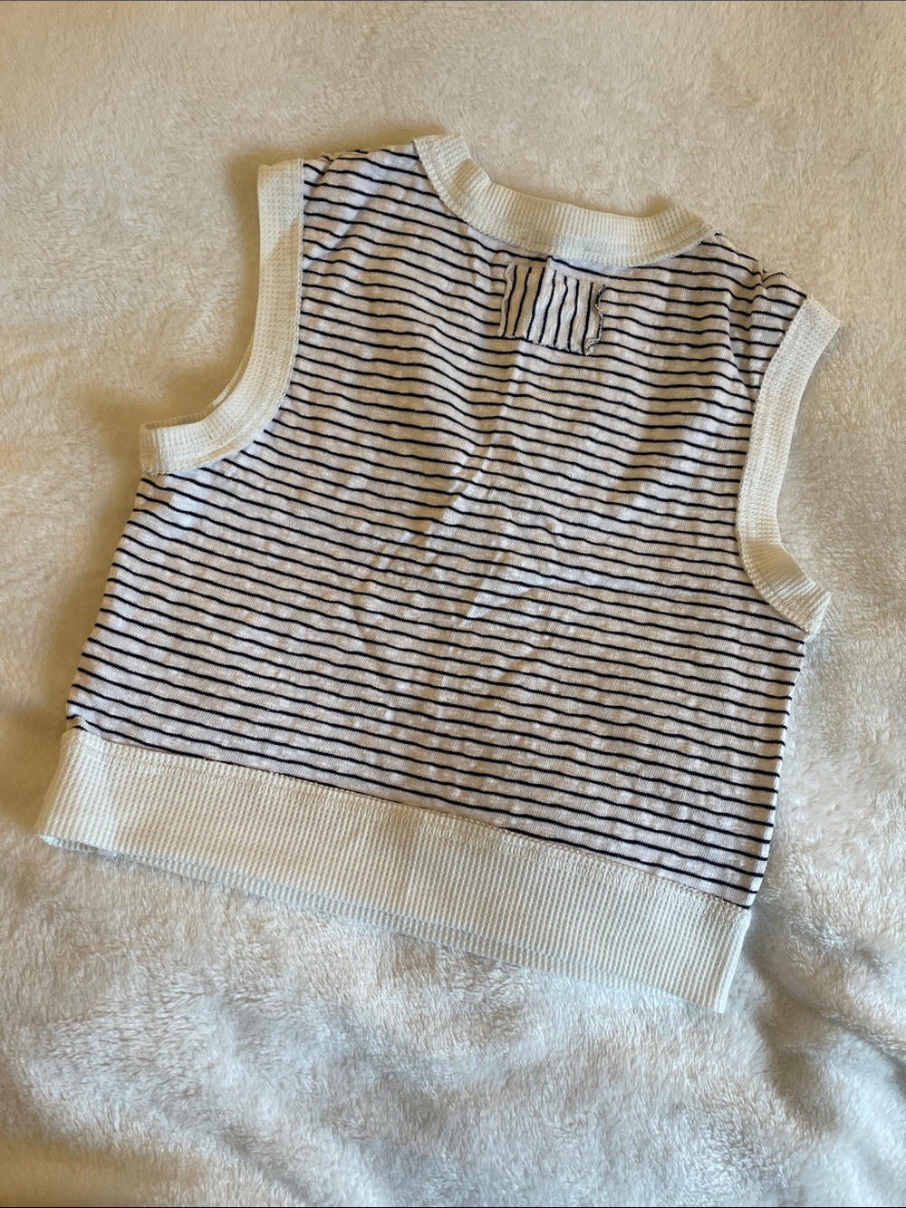 Miou Muse White and Blue Striped Sleeveless Knit Top - Picture 4 of 4